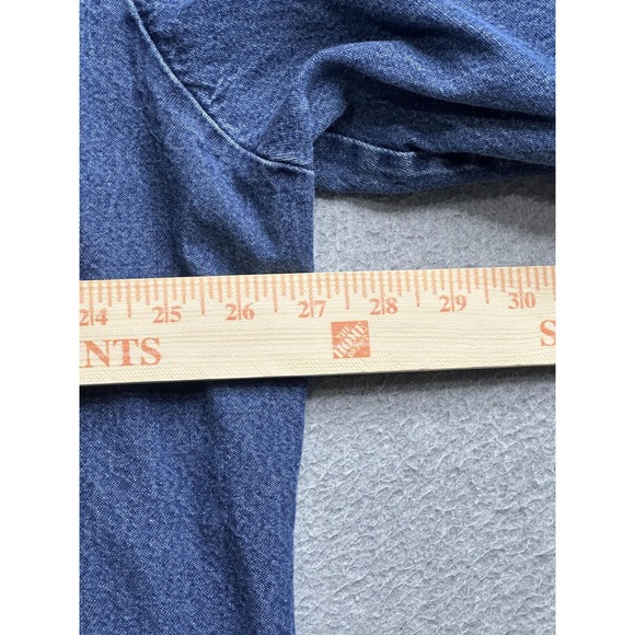 Red Kap Denim Shirt Mens 2XL Button Down Western Fort Worth Embroidered Workwear - Picture 6 of 9